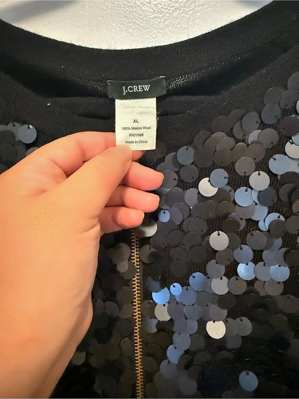 J.Crew Sequin Front-Zip Sweater Size XL
